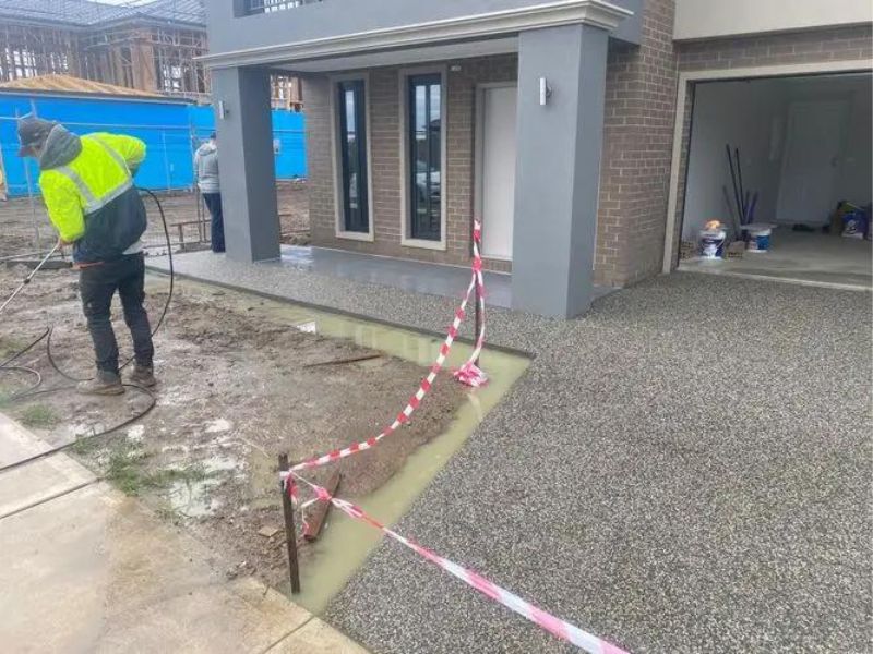 Cranbourne property concrete driveway and pathway exposed ag