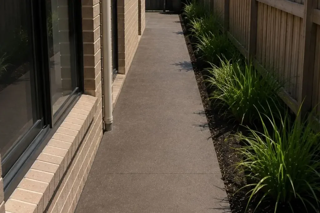 coloured concrete pathways around the home